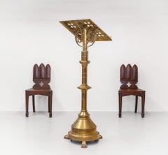 Late Victorian English Brass Standing Church Gothic Lectern