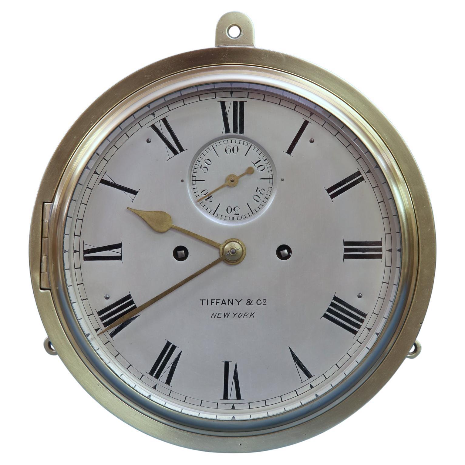 Late Victorian English Bulkhead Clock with Dog’s Watch Ship's Strike.