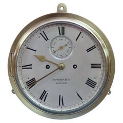 Late Victorian English Bulkhead Clock with Dog’s Watch Ship's Strike.