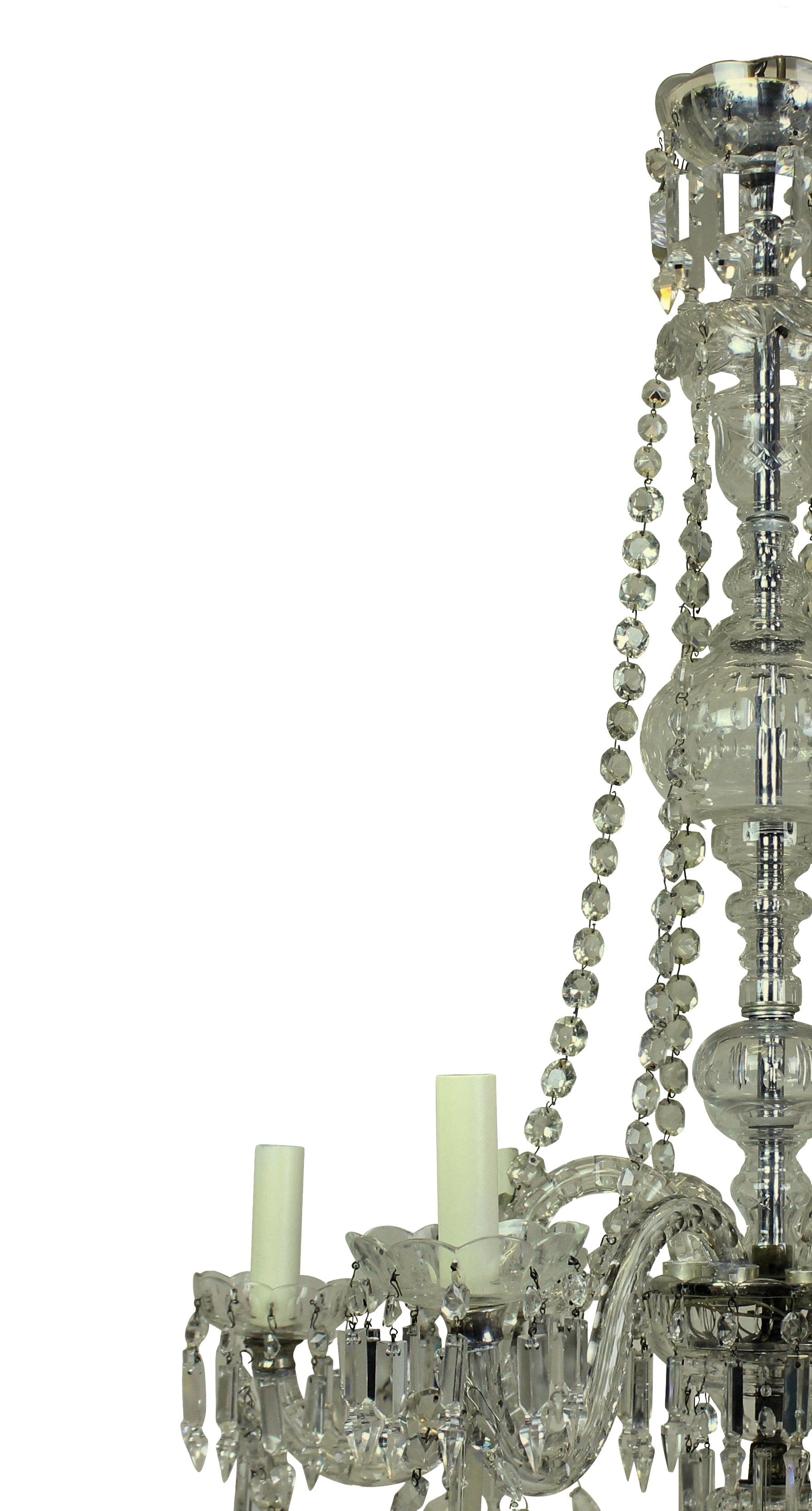 Early 20th Century Late Victorian English Cut Glass Chandelier