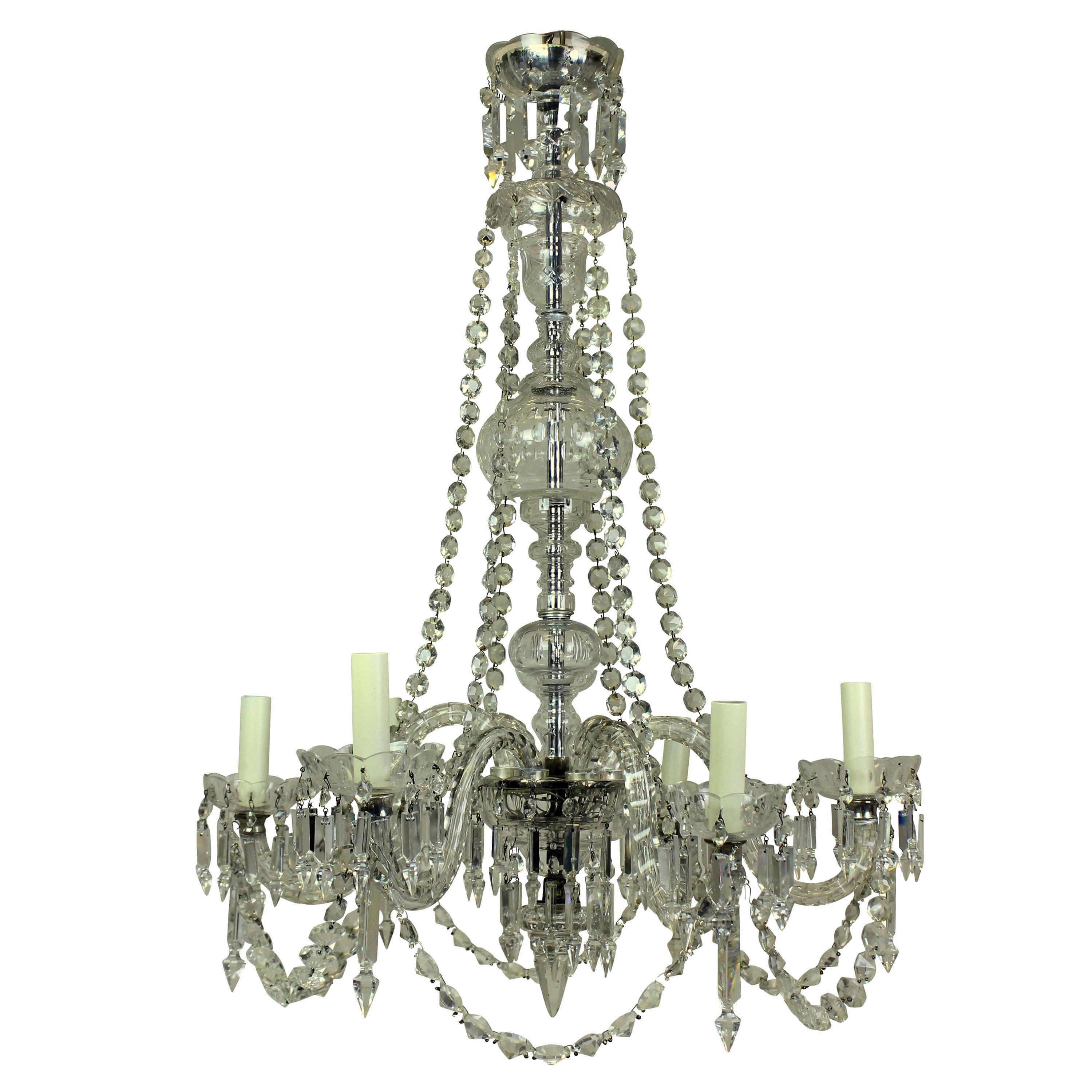 Late Victorian English Cut-Glass Chandelier