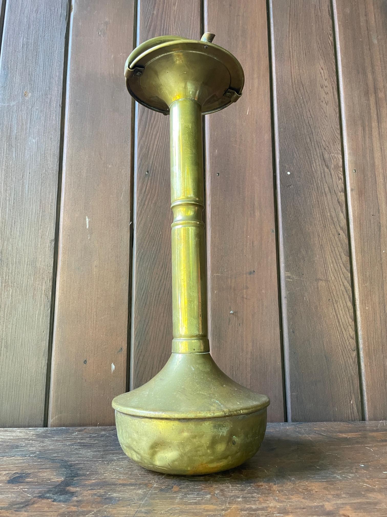 American Late Victorian English Nestor Brass Floor Standing Spittoon Ashtray  For Sale