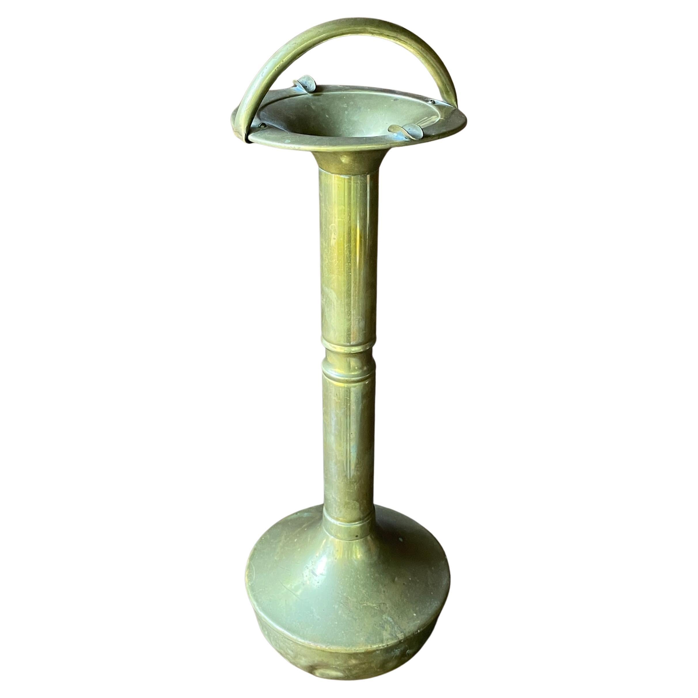 Late Victorian English Nestor Brass Floor Standing Spittoon Ashtray