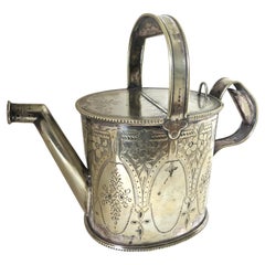Late Victorian English Silver Plated Diminutive Watering Can Circa 1895