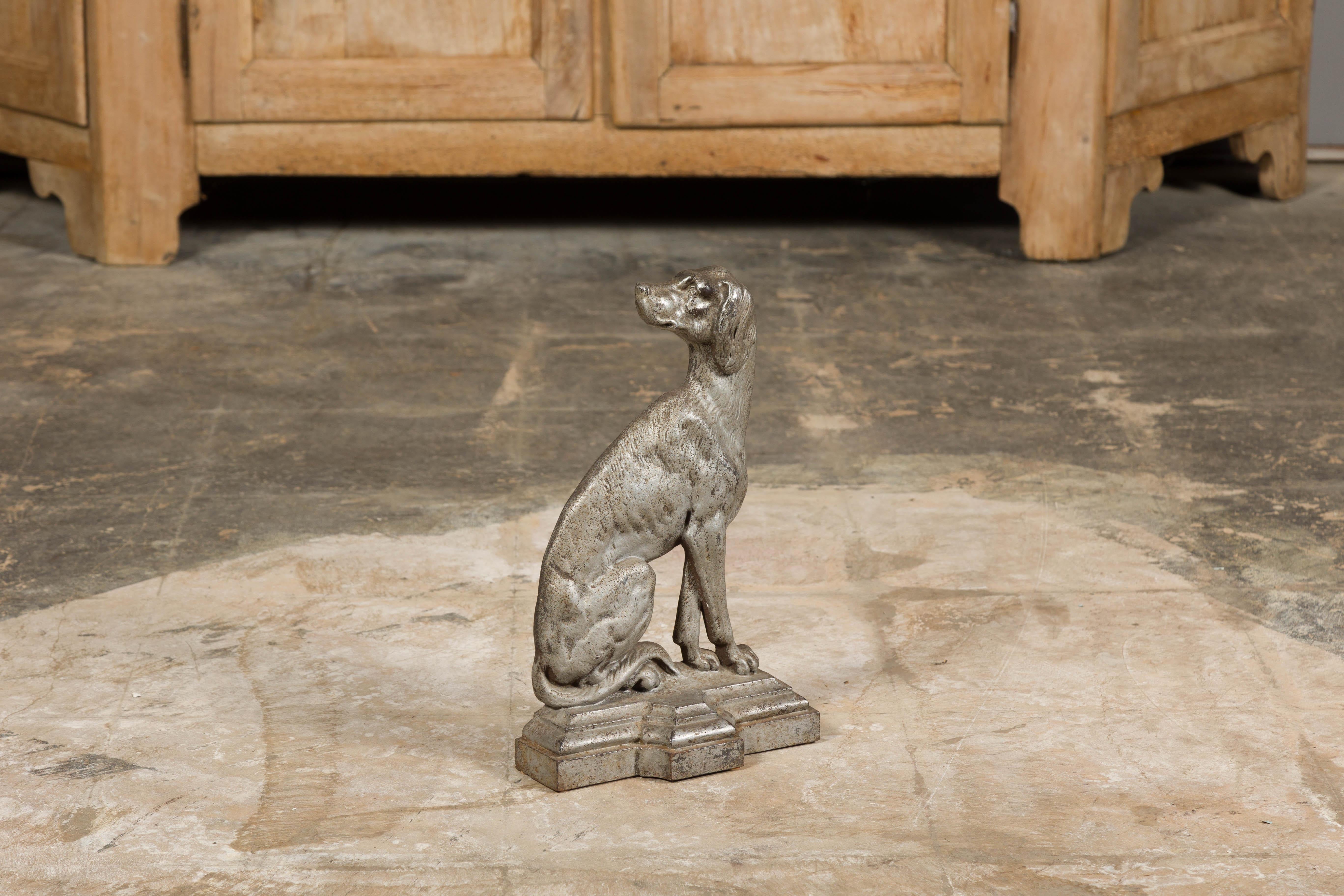 Late Victorian English Silvered Door Stop Depicting a Dog, circa 1880-1900 For Sale 5