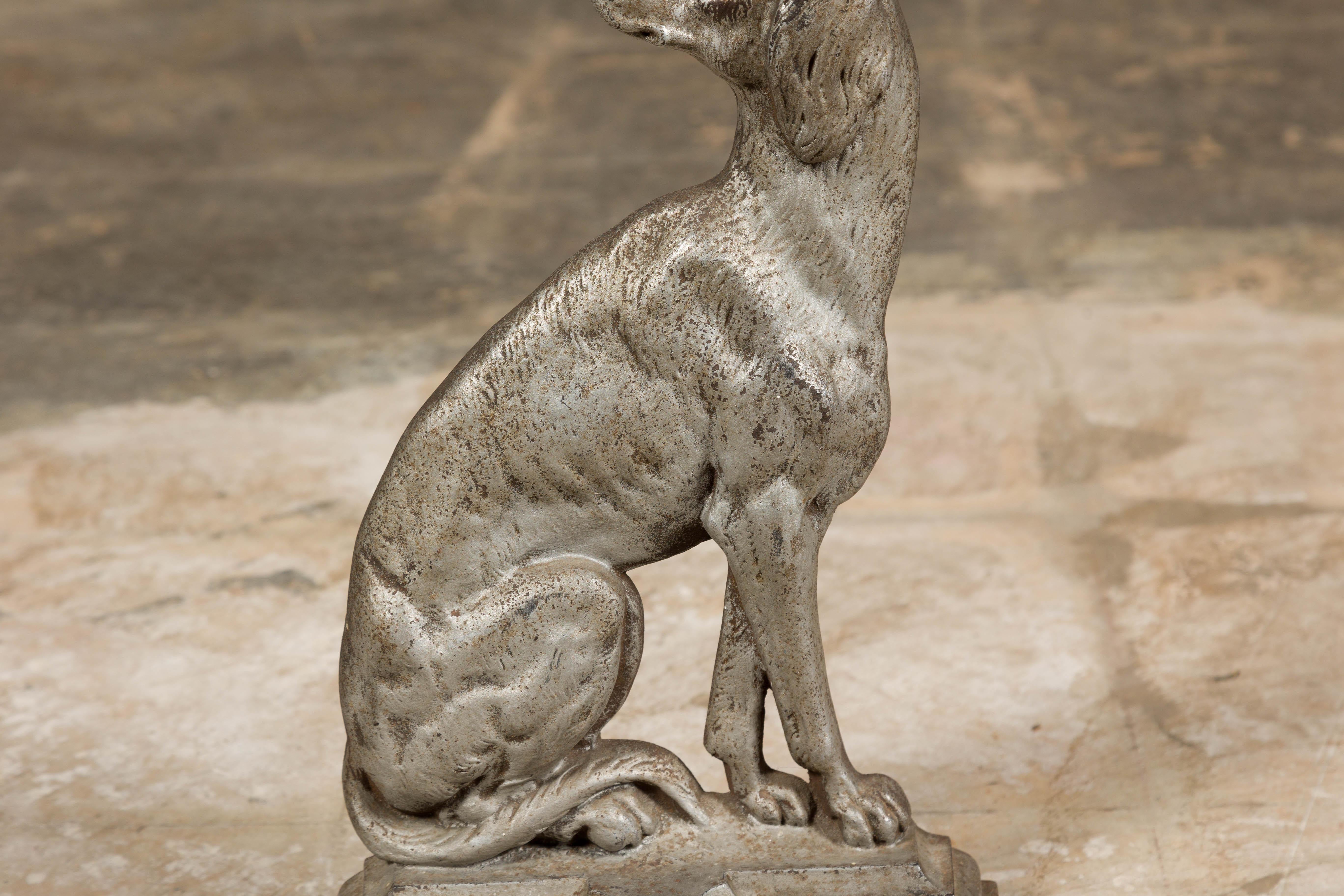 Late Victorian English Silvered Door Stop Depicting a Dog, circa 1880-1900 For Sale 3
