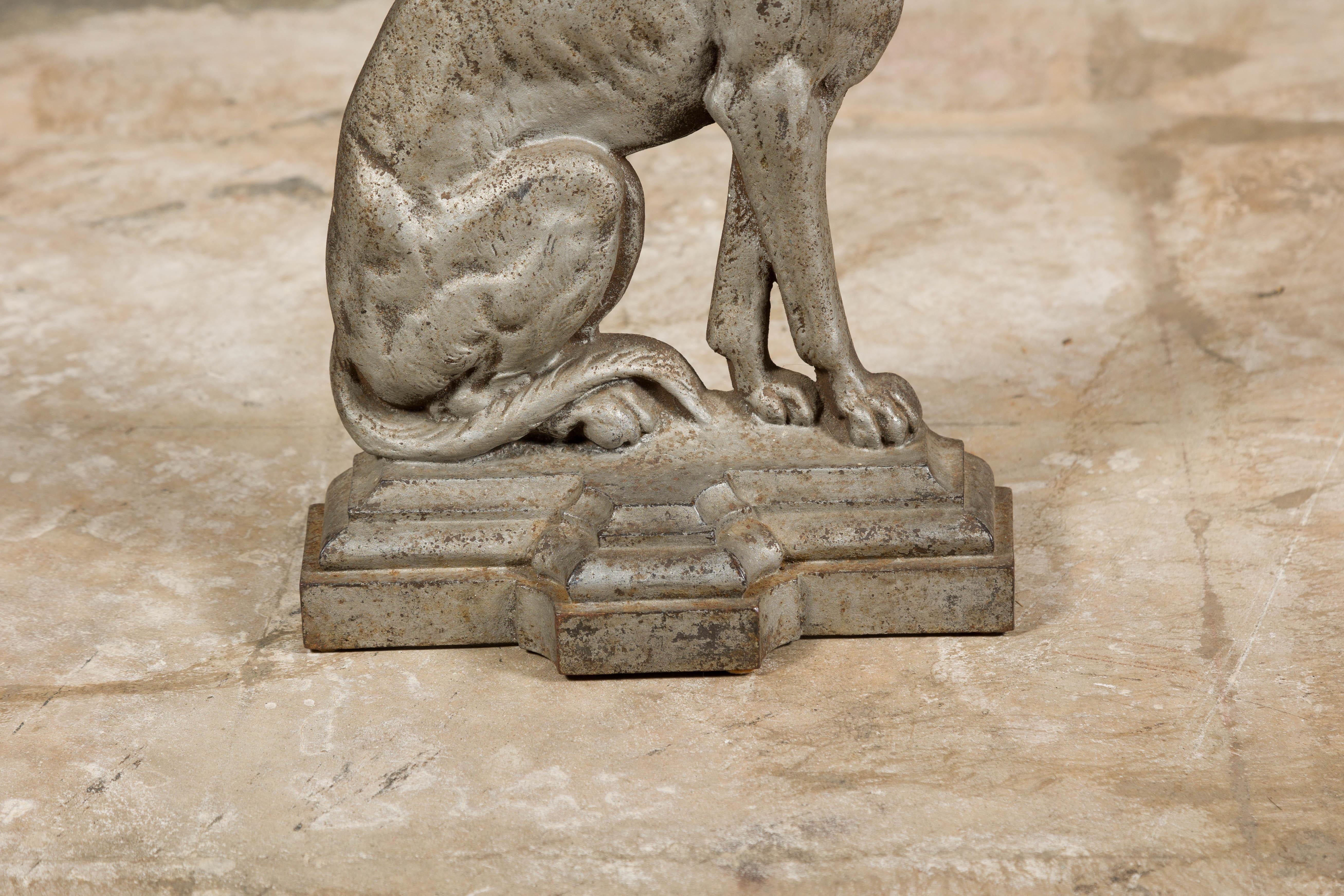 Late Victorian English Silvered Door Stop Depicting a Dog, circa 1880-1900 For Sale 4