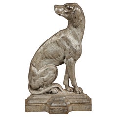 Late Victorian English Silvered Door Stop Depicting a Dog, circa 1880-1900