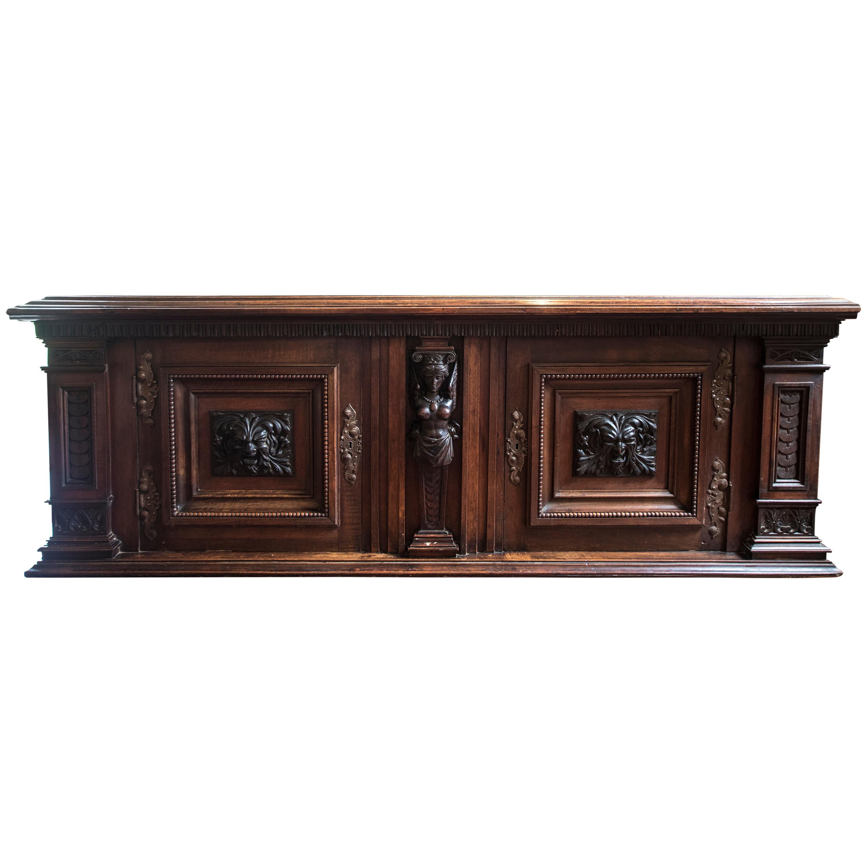 Late Victorian English Walnut Cabinet For Sale
