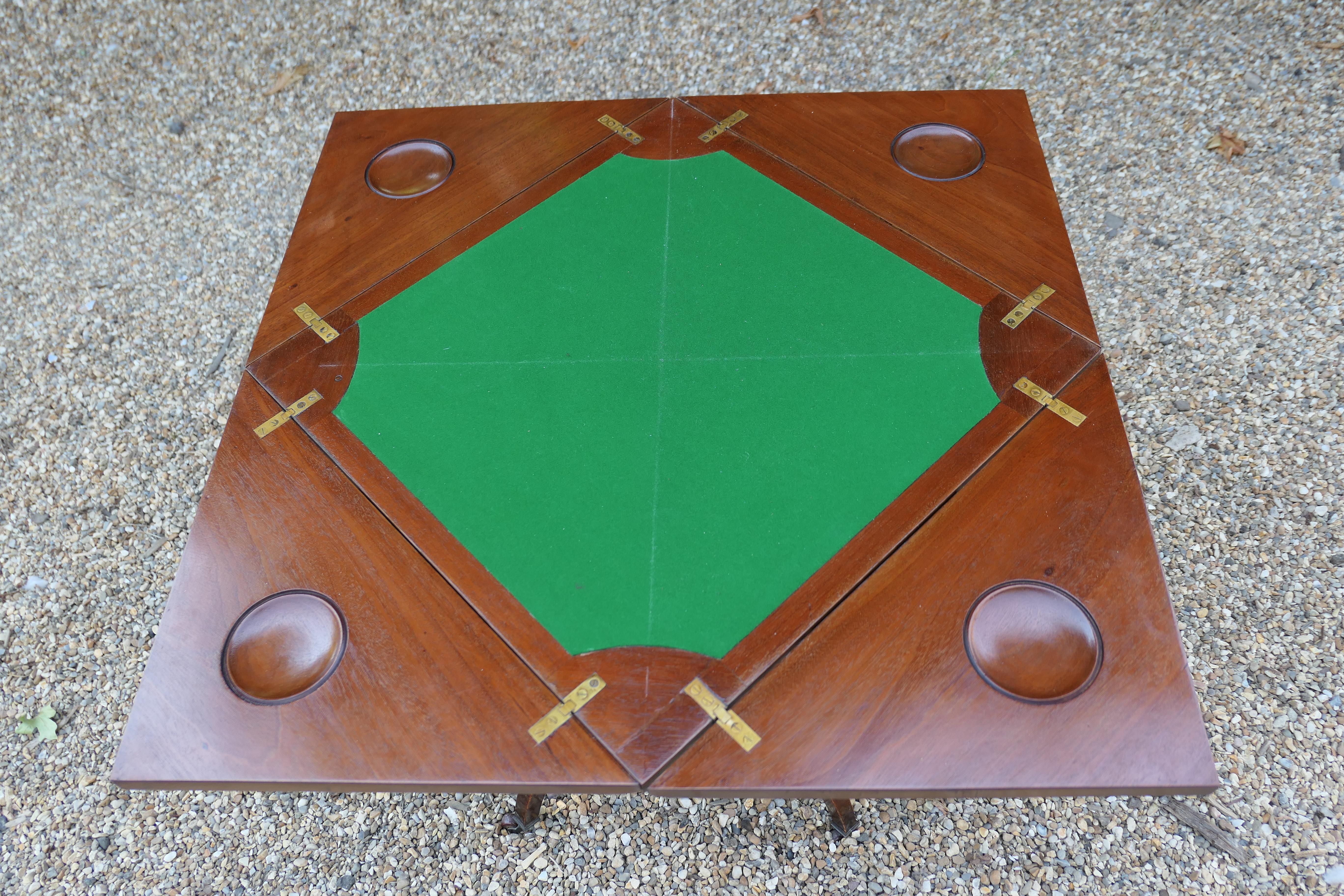 Late Victorian Envelope Card Table with Gaming Wells For Sale 4