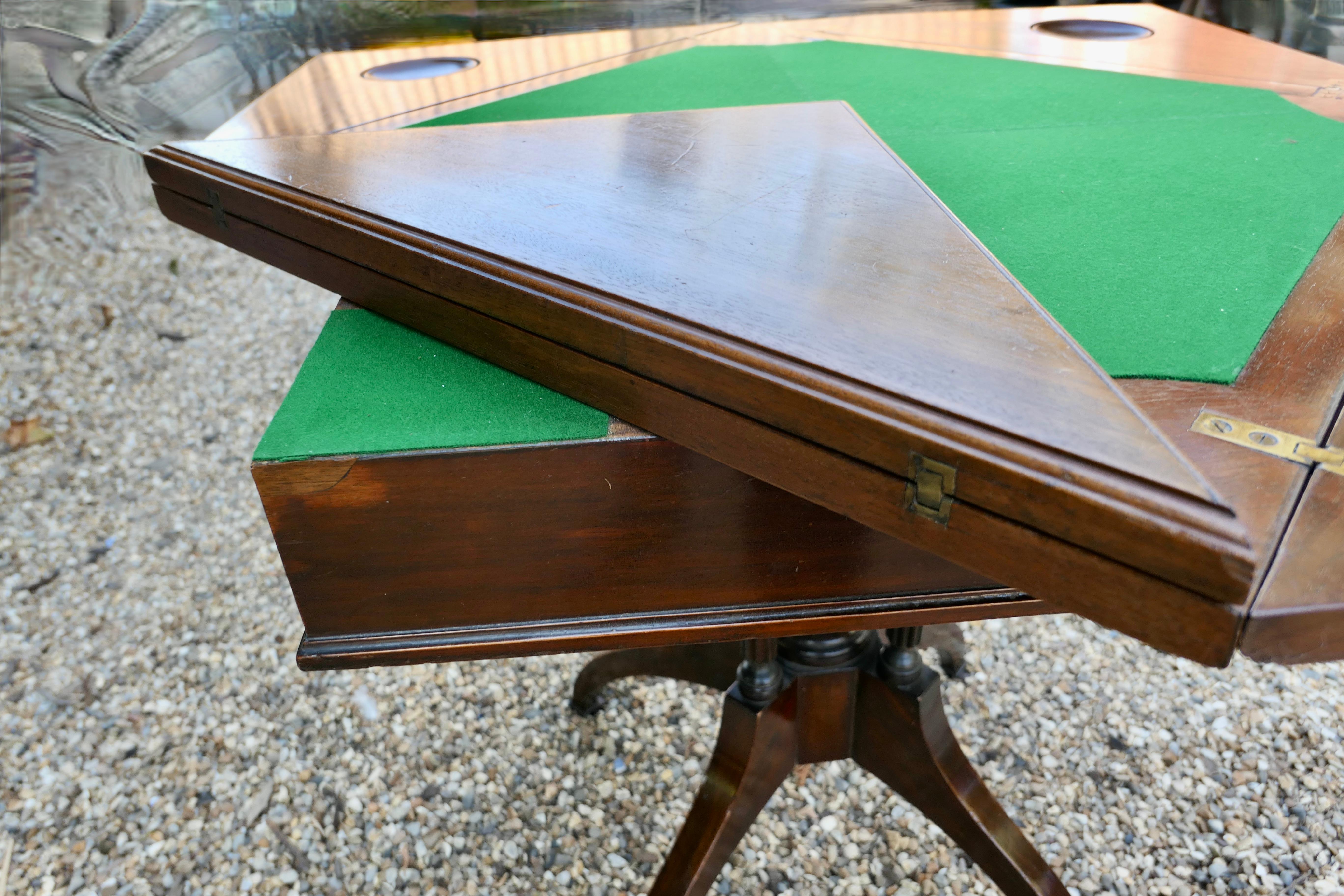 Late Victorian Envelope Card Table with Gaming Wells For Sale 6