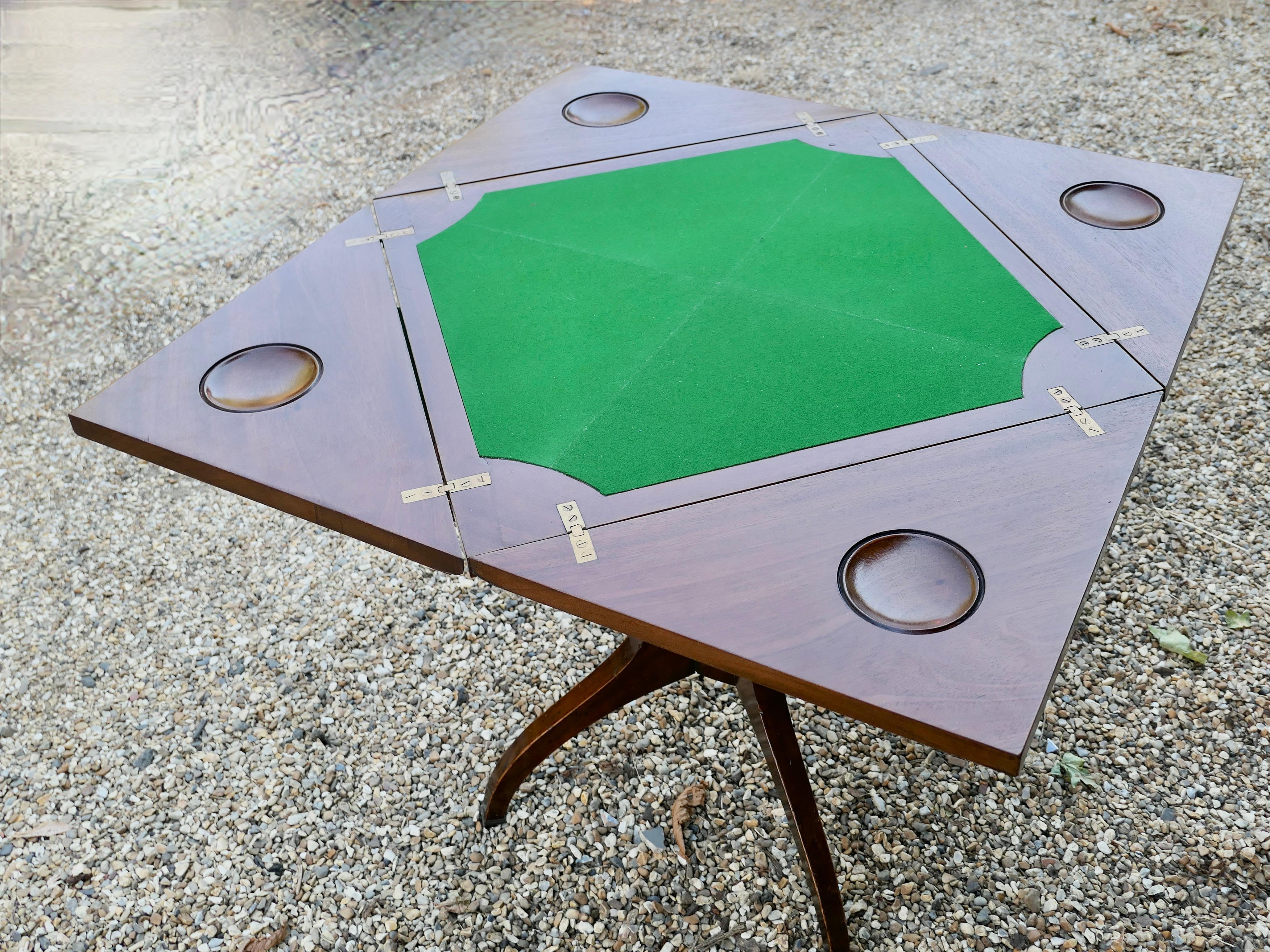 Late Victorian Envelope Card Table with Gaming Wells For Sale 1