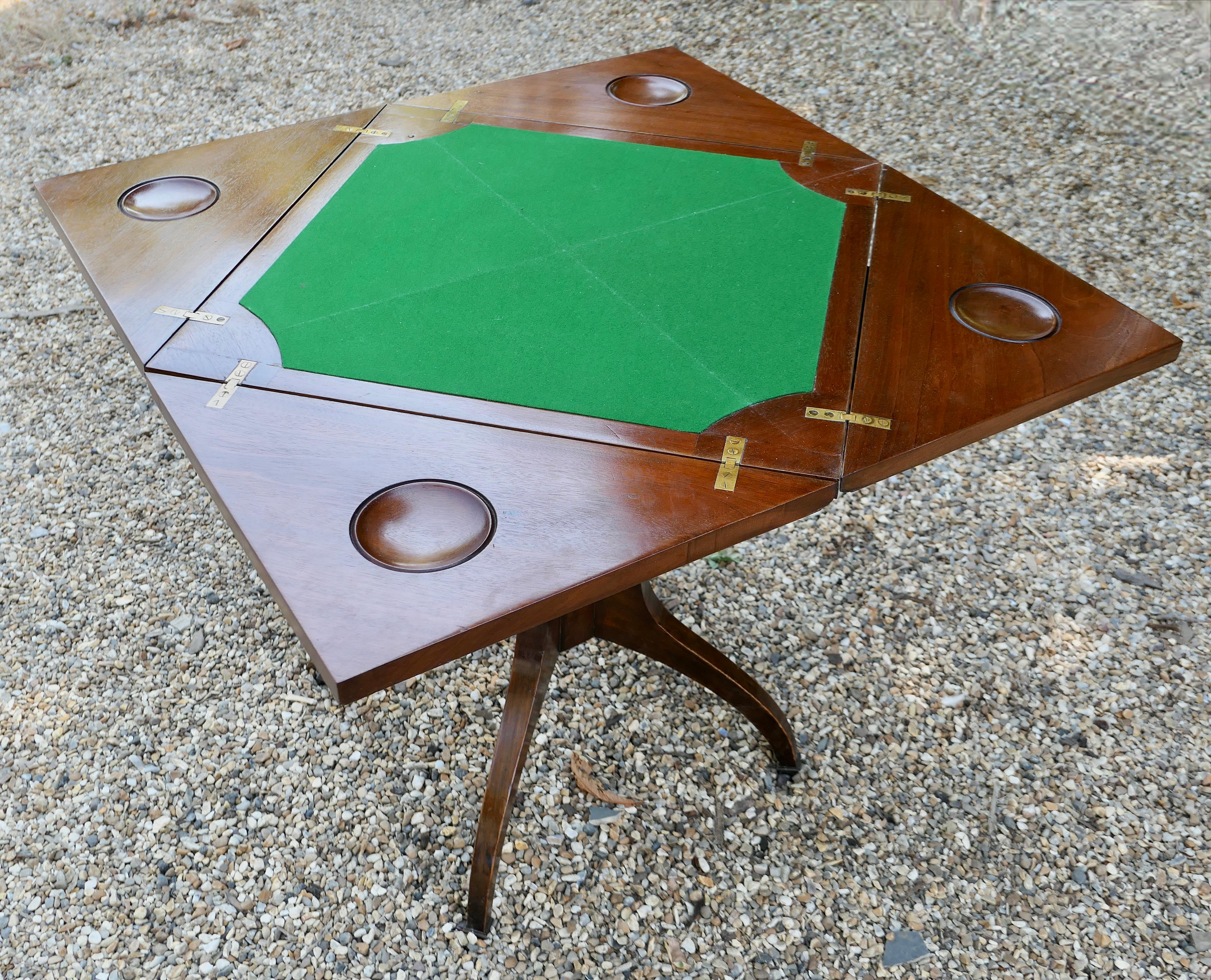 Late Victorian Envelope Card Table with Gaming Wells For Sale 2