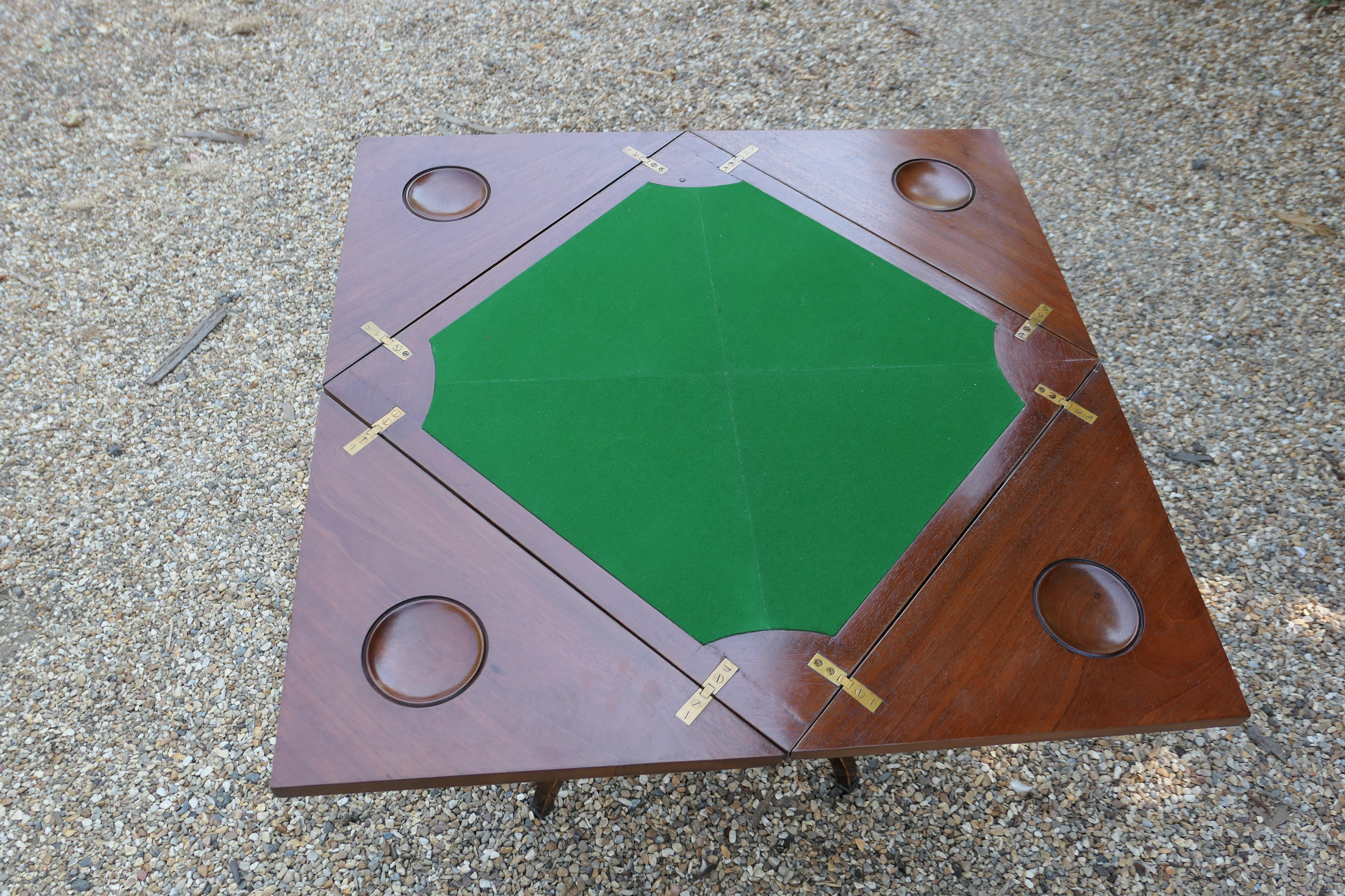Late Victorian Envelope Card Table with Gaming Wells For Sale 3