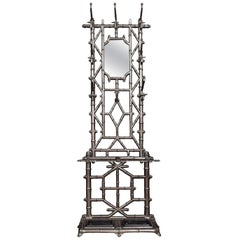 Late Victorian Faux Bamboo Cast Iron Hall Stand