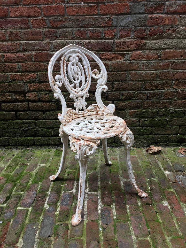 Late Victorian Feather and Scroll Cast Iron Chair at 1stDibs