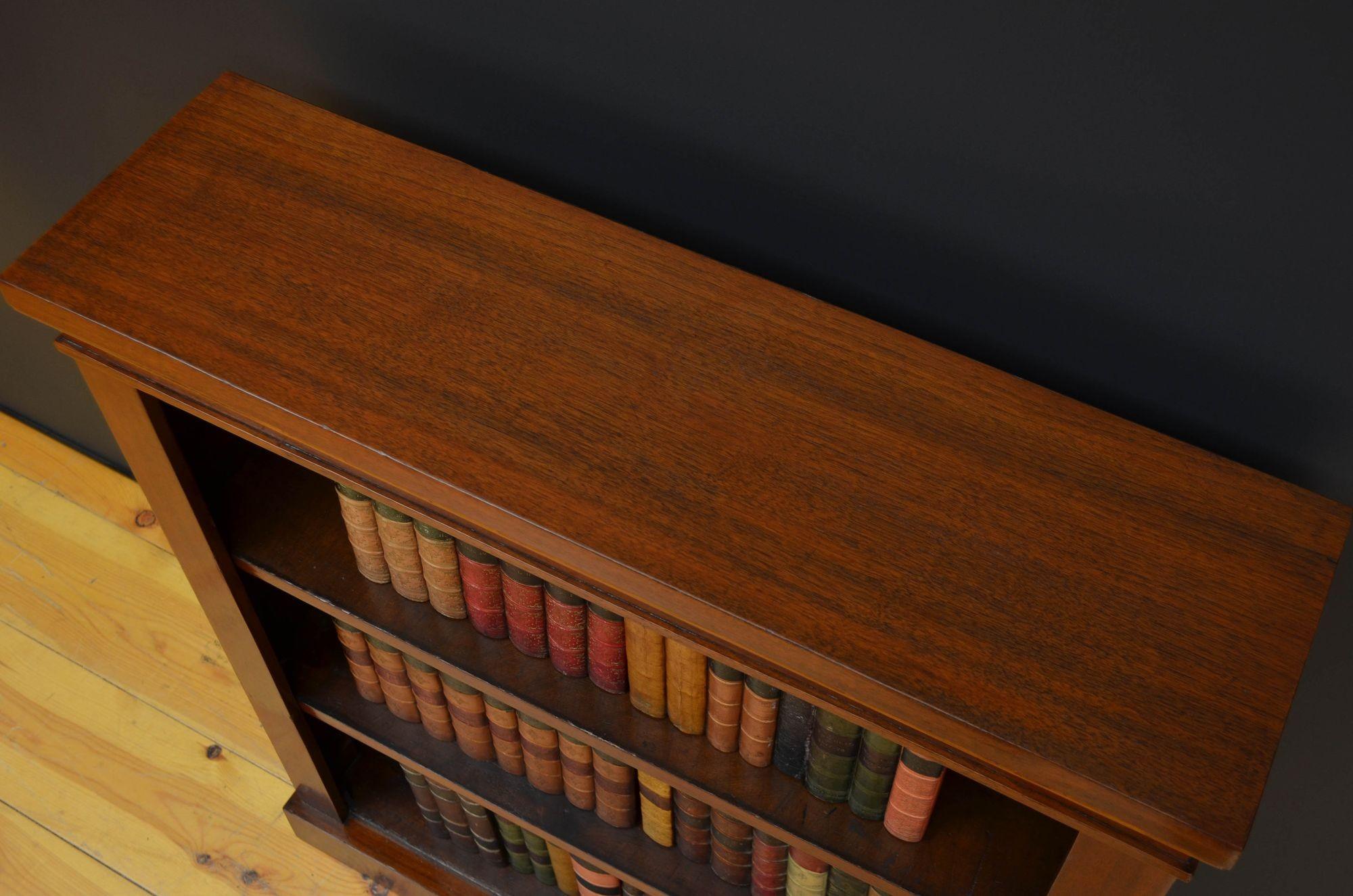 Late Victorian Figured Walnut Open Bookcase H95cm For Sale 1