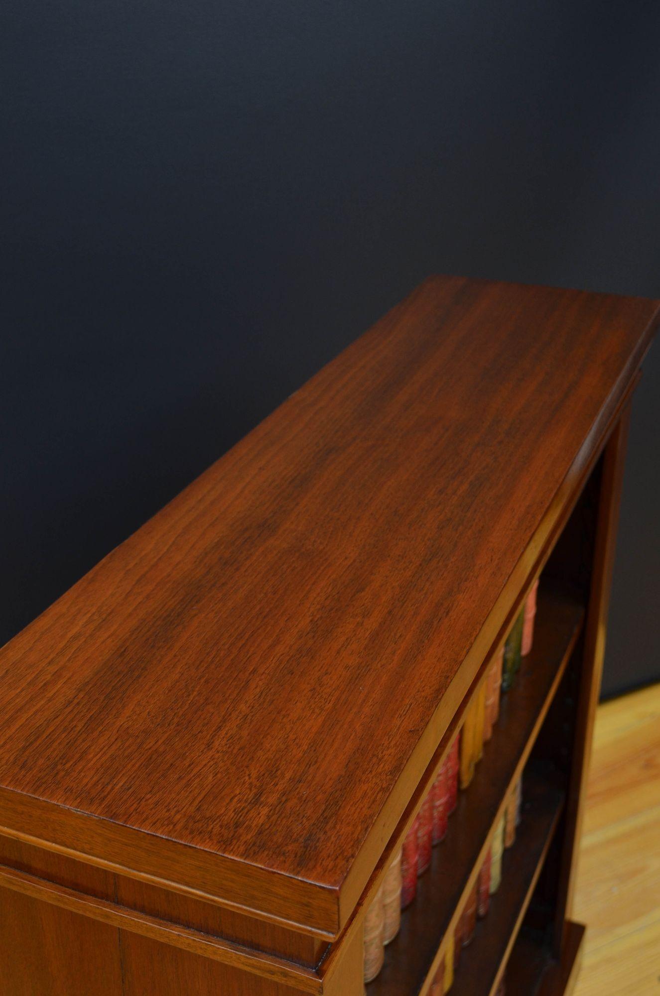 Late Victorian Figured Walnut Open Bookcase H95cm For Sale 3