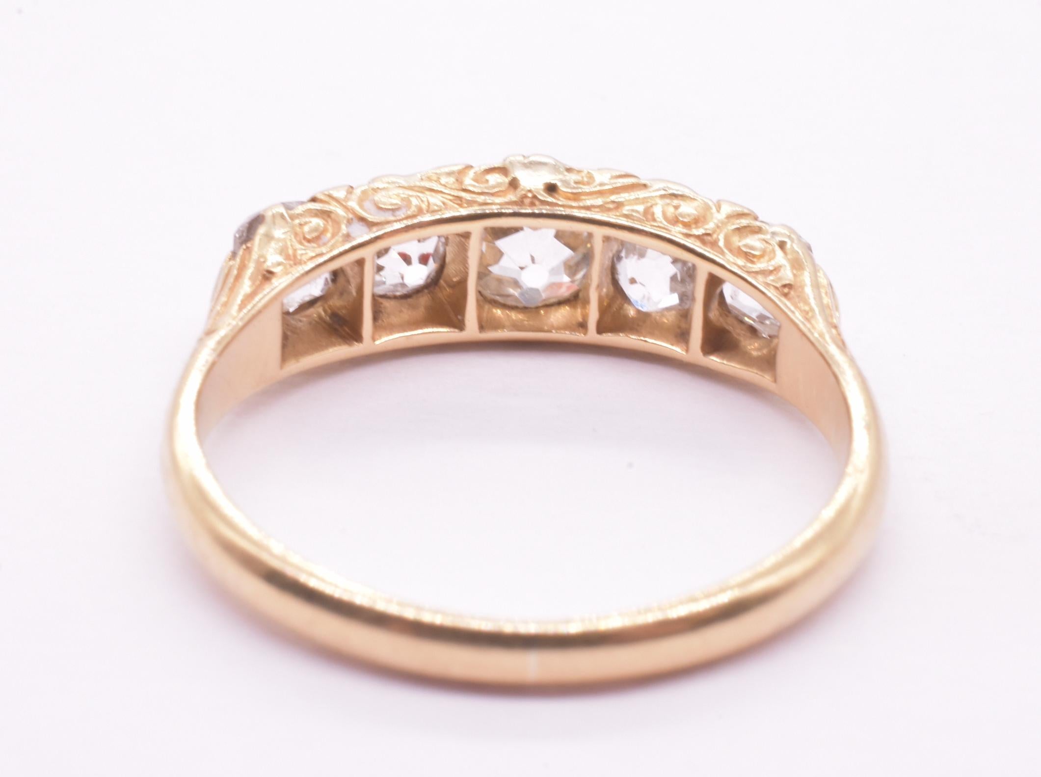 Late Victorian Five Stone Half Hoop Diamond Ring 10