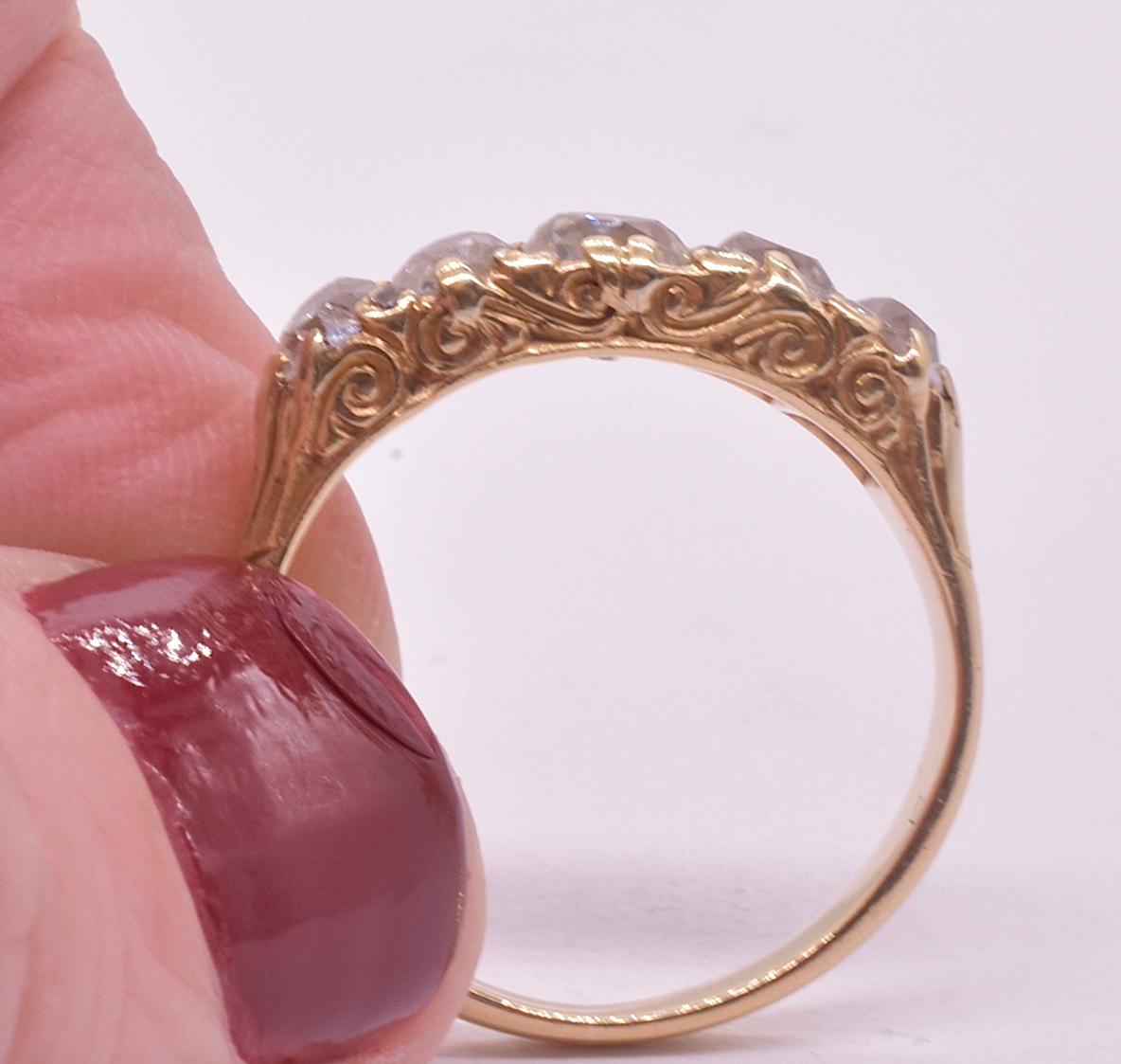 Late Victorian Five Stone Half Hoop Diamond Ring 12