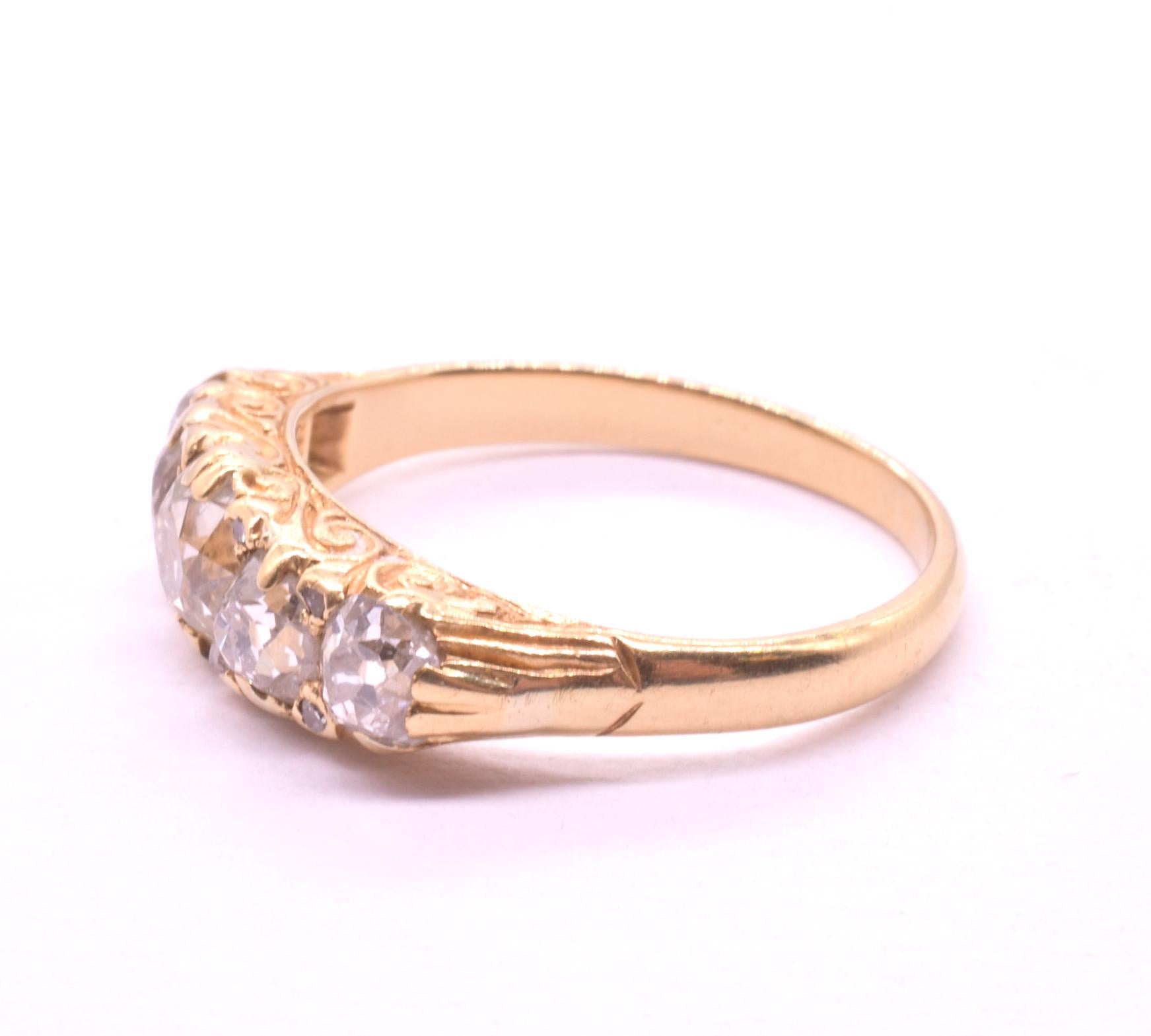 Late Victorian Five Stone Half Hoop Diamond Ring 3