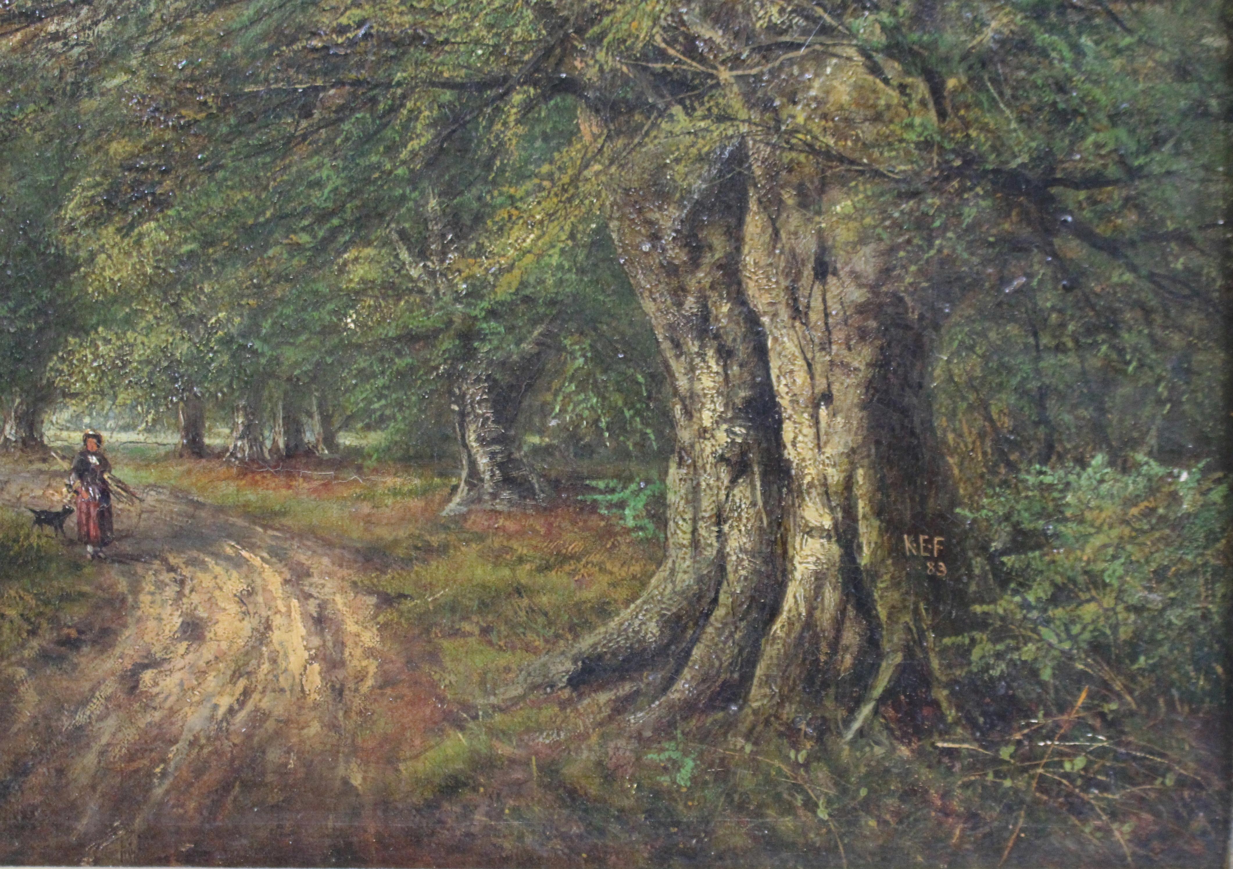 19th Century Late Victorian Forest Landscape Oil on Canvas For Sale