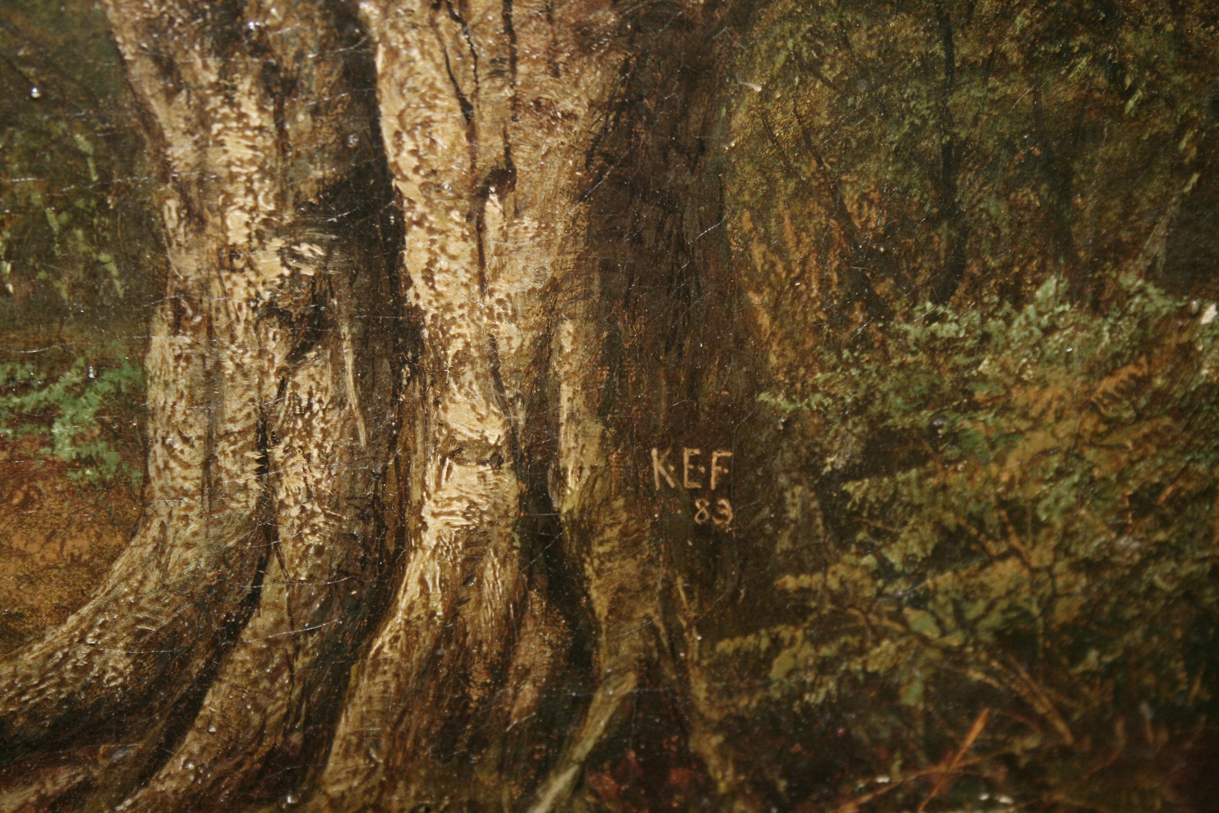 Late Victorian Forest Landscape Oil on Canvas For Sale 1