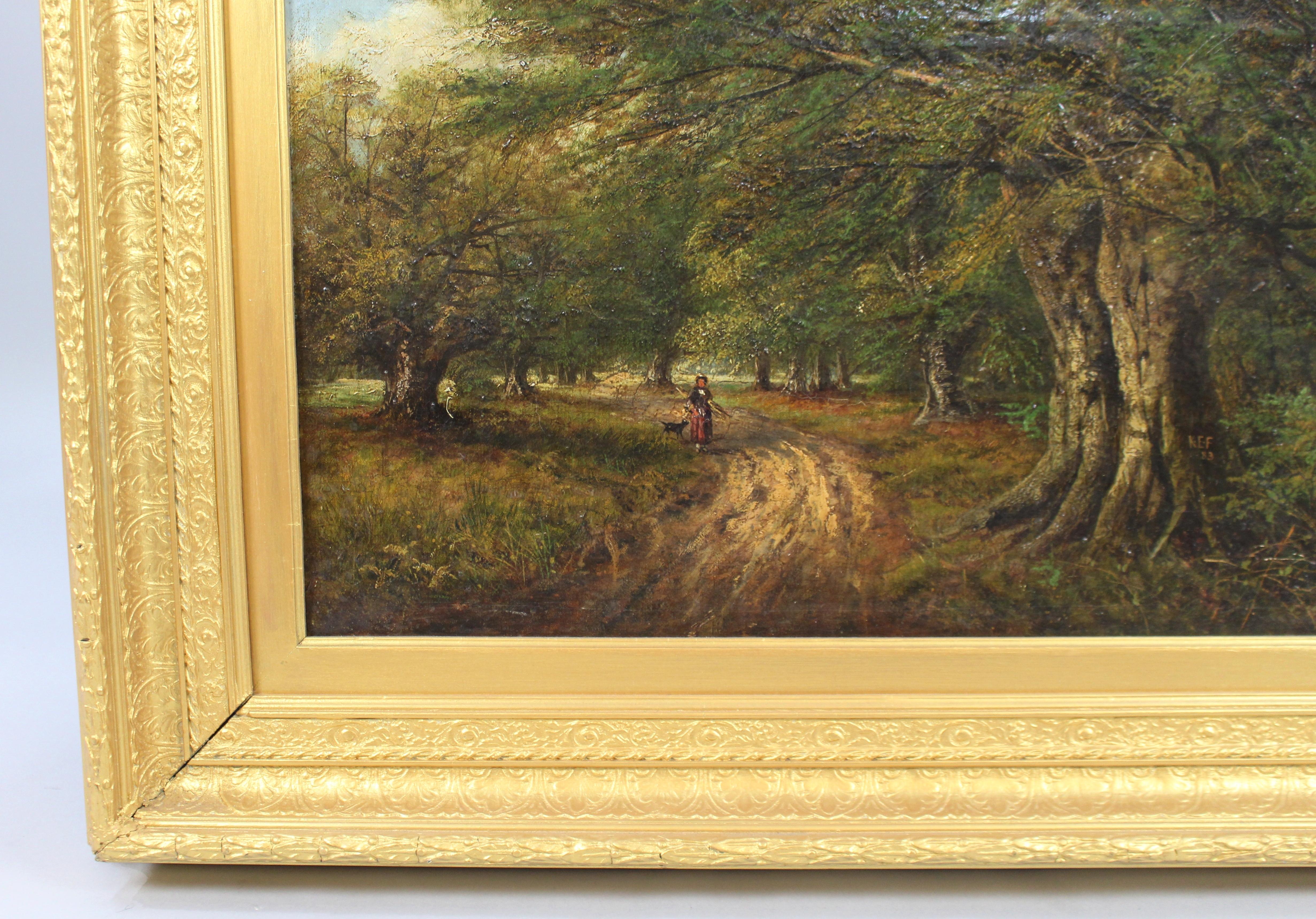 Late Victorian Forest Landscape Oil on Canvas For Sale 2