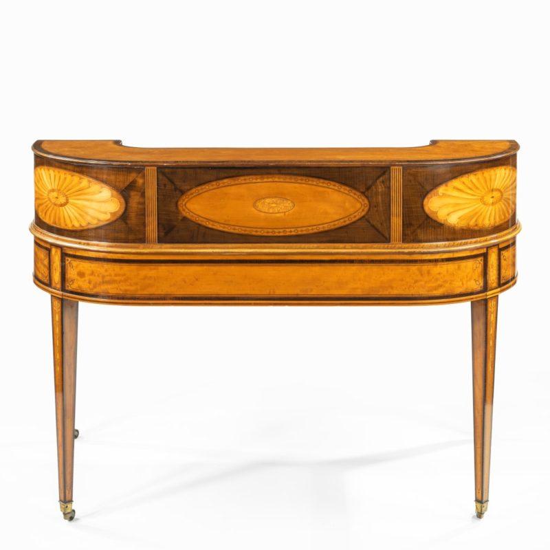 Late Victorian Freestanding Satinwood Carlton House Desk For Sale 7