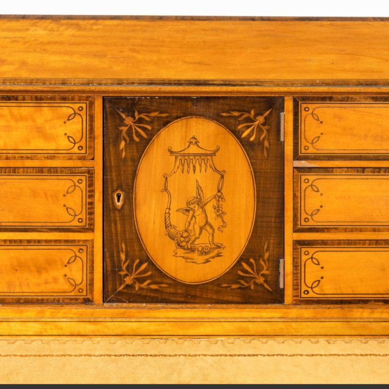 Late Victorian Freestanding Satinwood Carlton House Desk For Sale 3