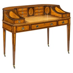 Late Victorian Freestanding Satinwood Carlton House Desk