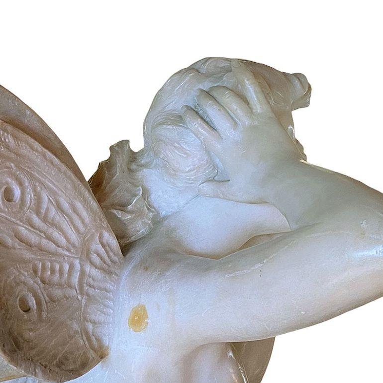 Spätviktorianische französische handgeschnitzte Marmorstatue der Psyche-Göttin in Akt, signiert im Angebot 7