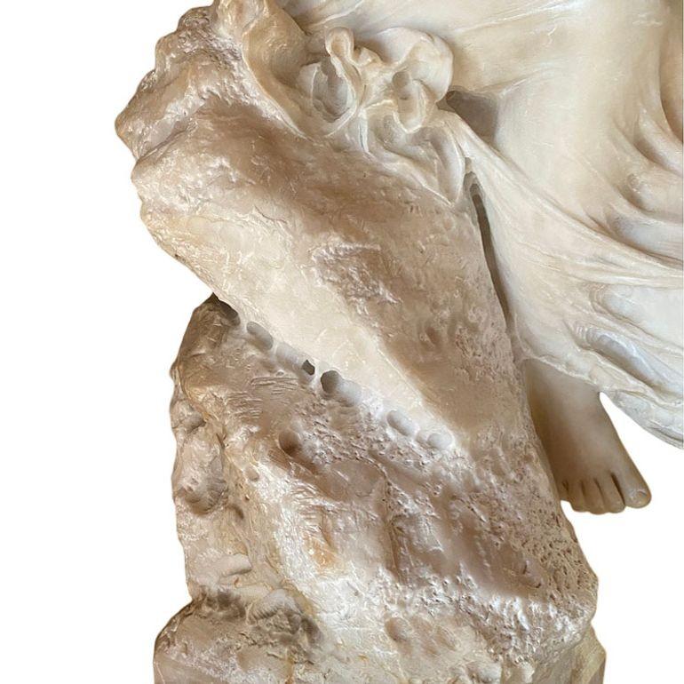 Spätviktorianische französische handgeschnitzte Marmorstatue der Psyche-Göttin in Akt, signiert im Angebot 9