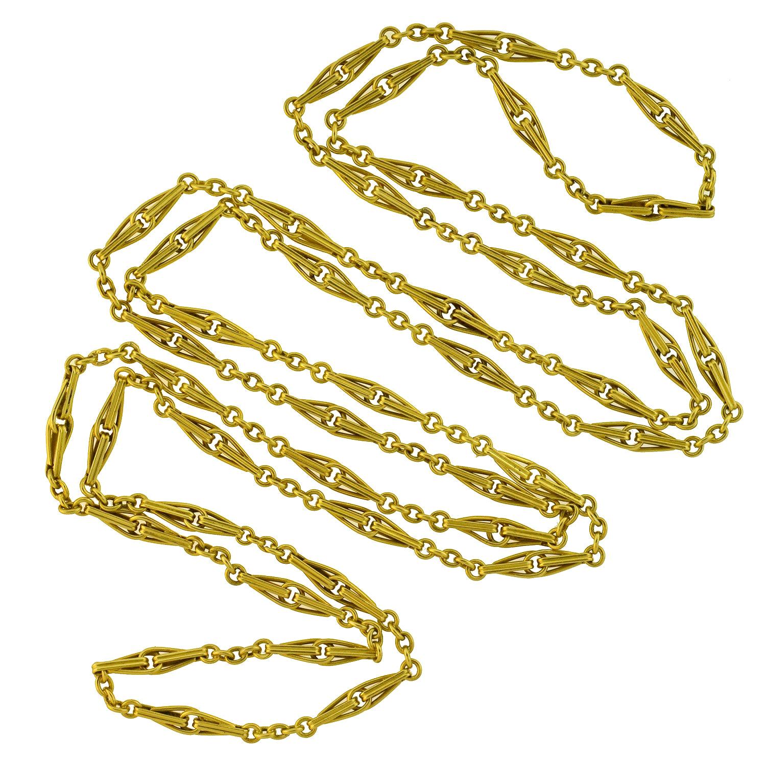 Late Victorian French Yellow Gold Link Chain Necklace For Sale