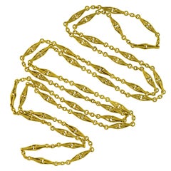 Spätviktorianische französische Gelbgold Gliederkette Halskette