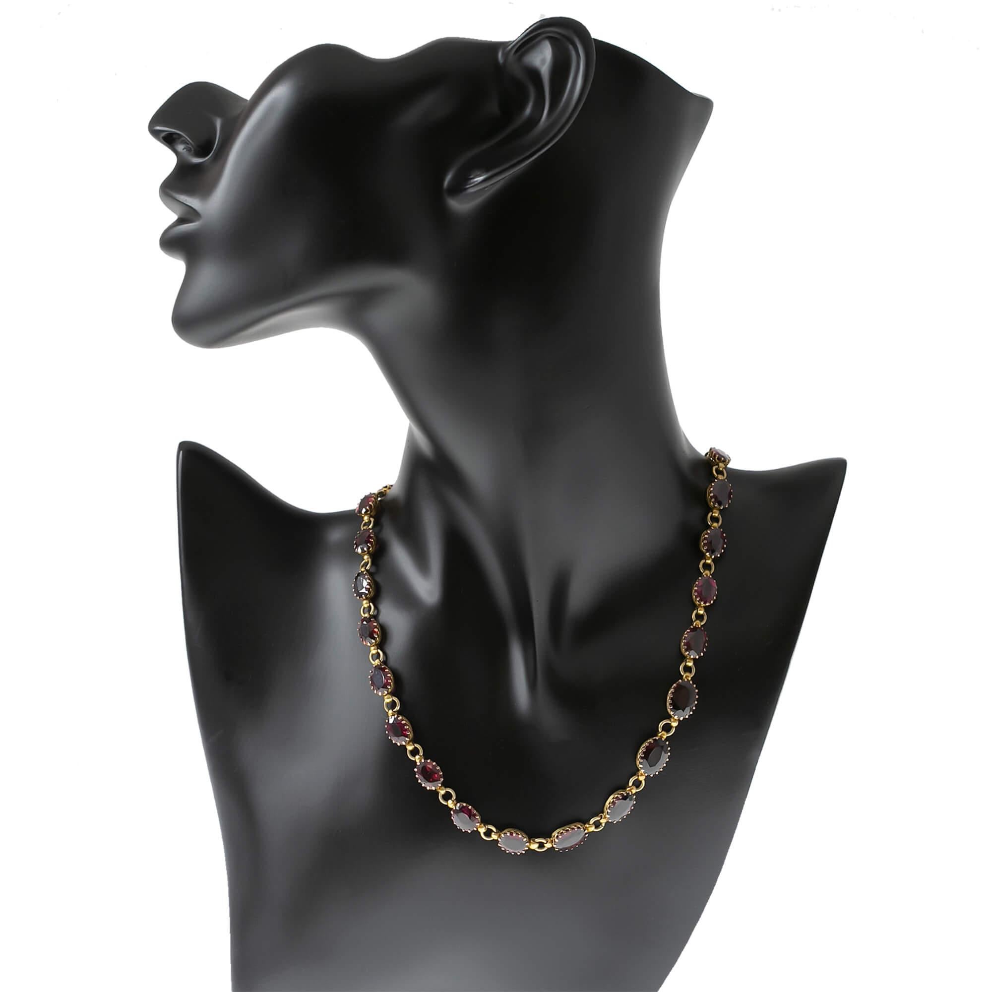 Spätviktorianischer Granat-Choker-Halskette, ca. 1890-1900 1