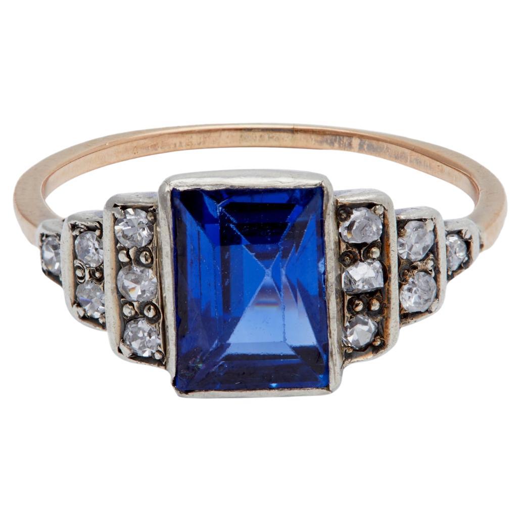 Late Victorian GIA Burma No Heat Sapphire Diamond 14k Rose Gold Silver