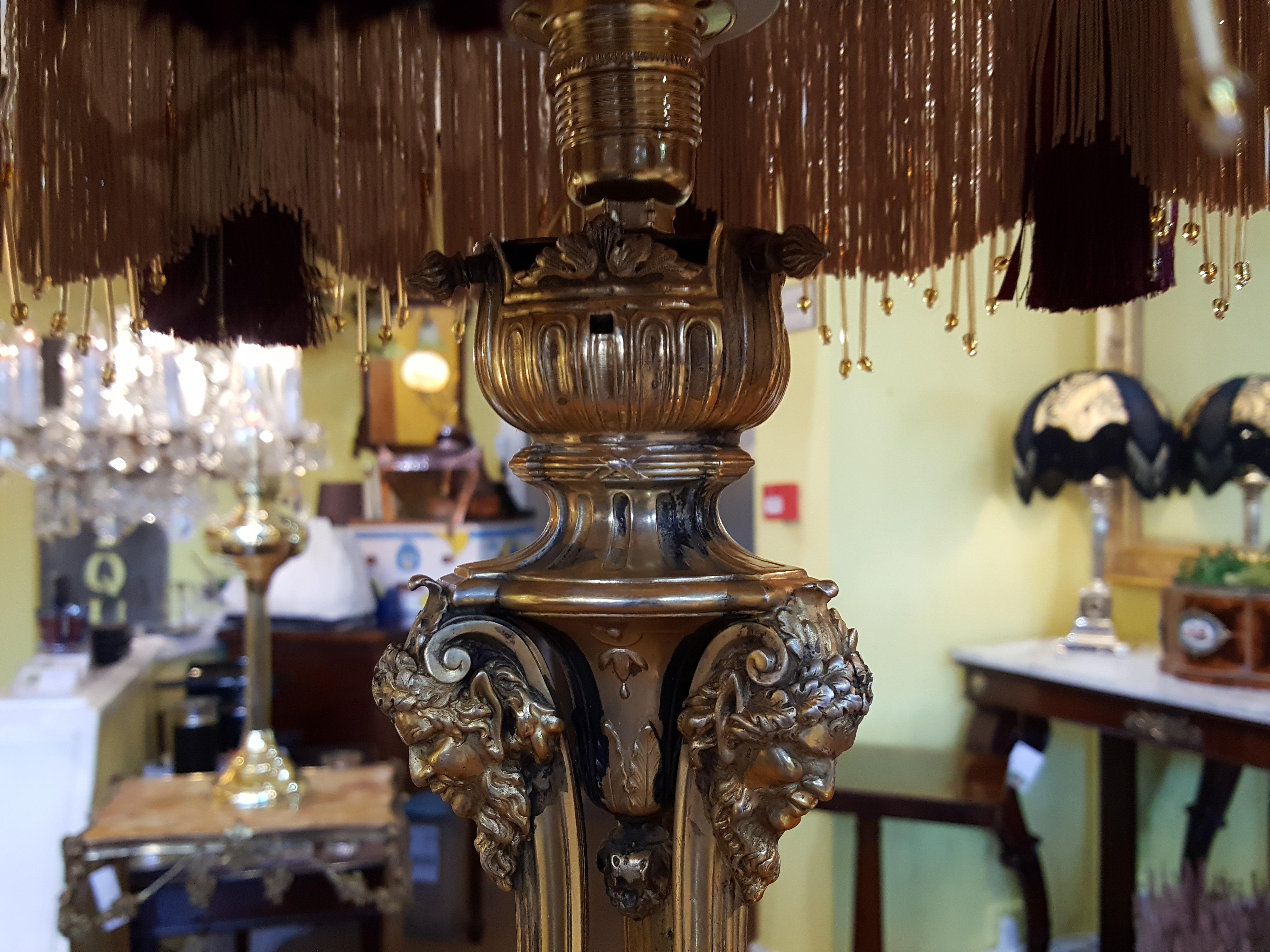 English Late Victorian Gilt Bronze Adam Style Table Lamp