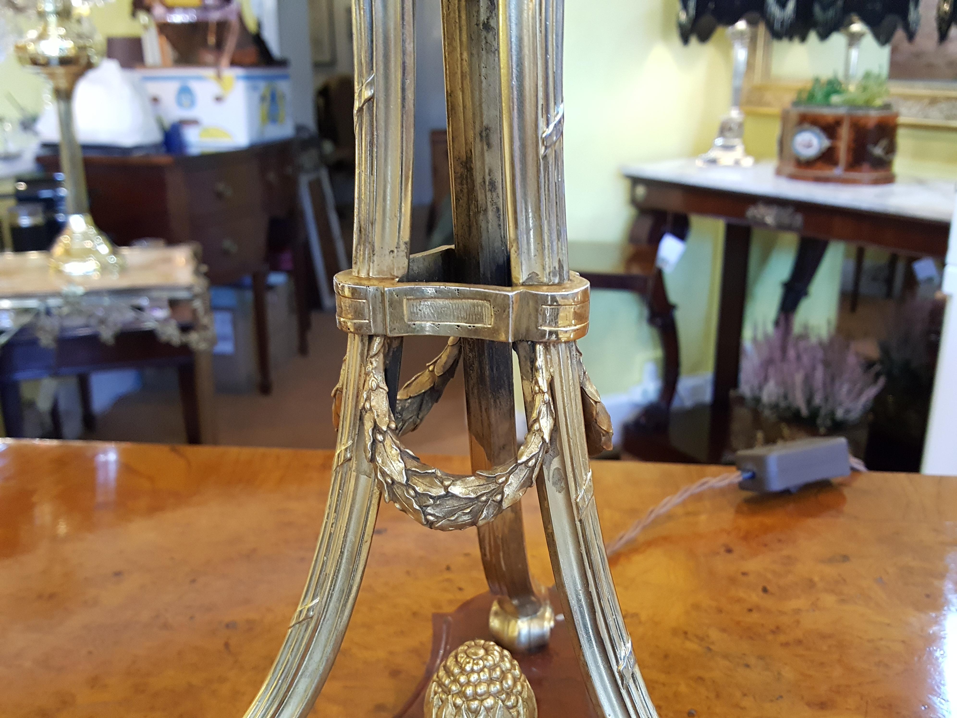 Late 19th Century Late Victorian Gilt Bronze Adam Style Table Lamp