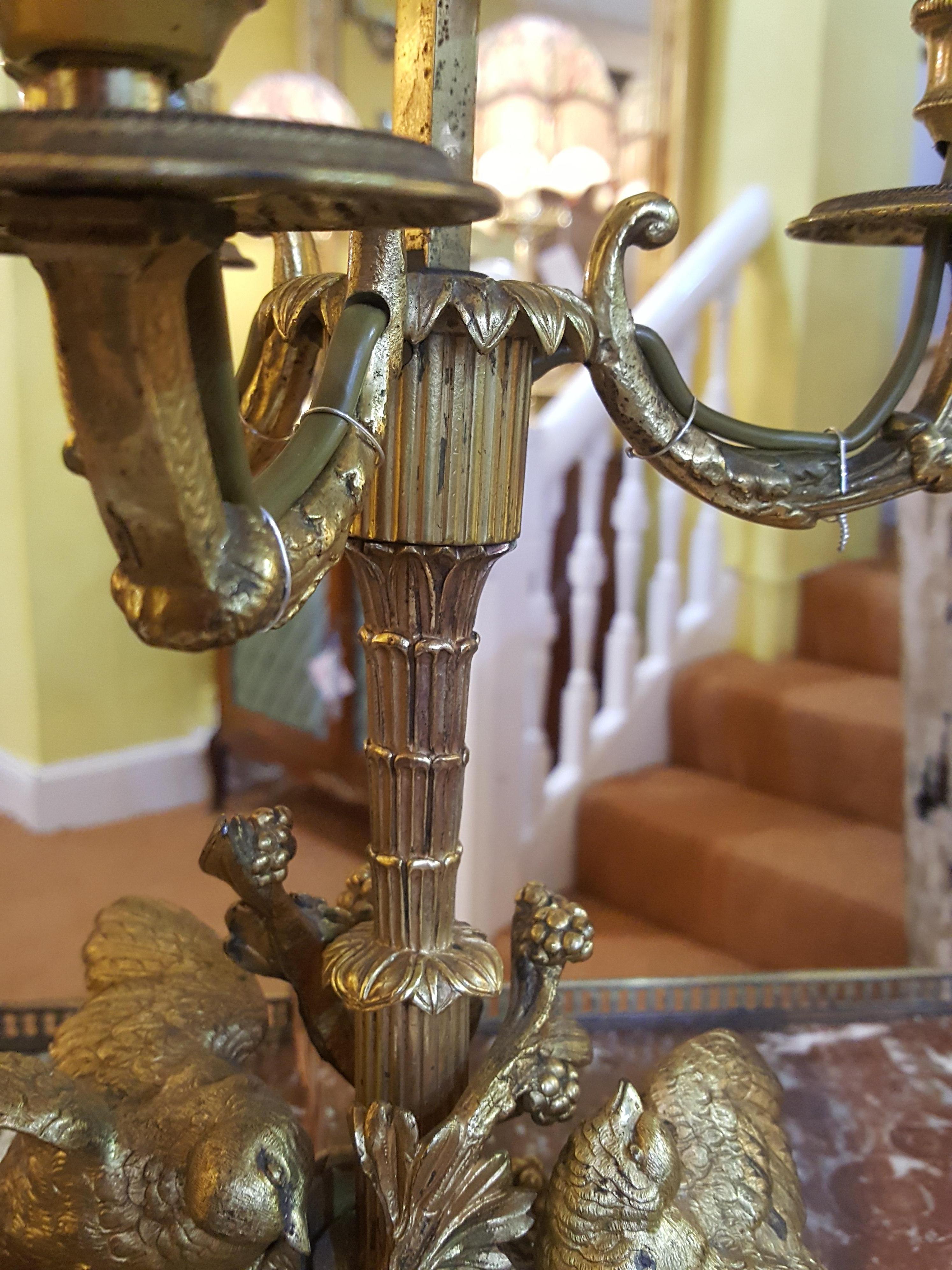  Late Victorian Gilt Metal Table Lamp In Good Condition In Altrincham, Cheshire