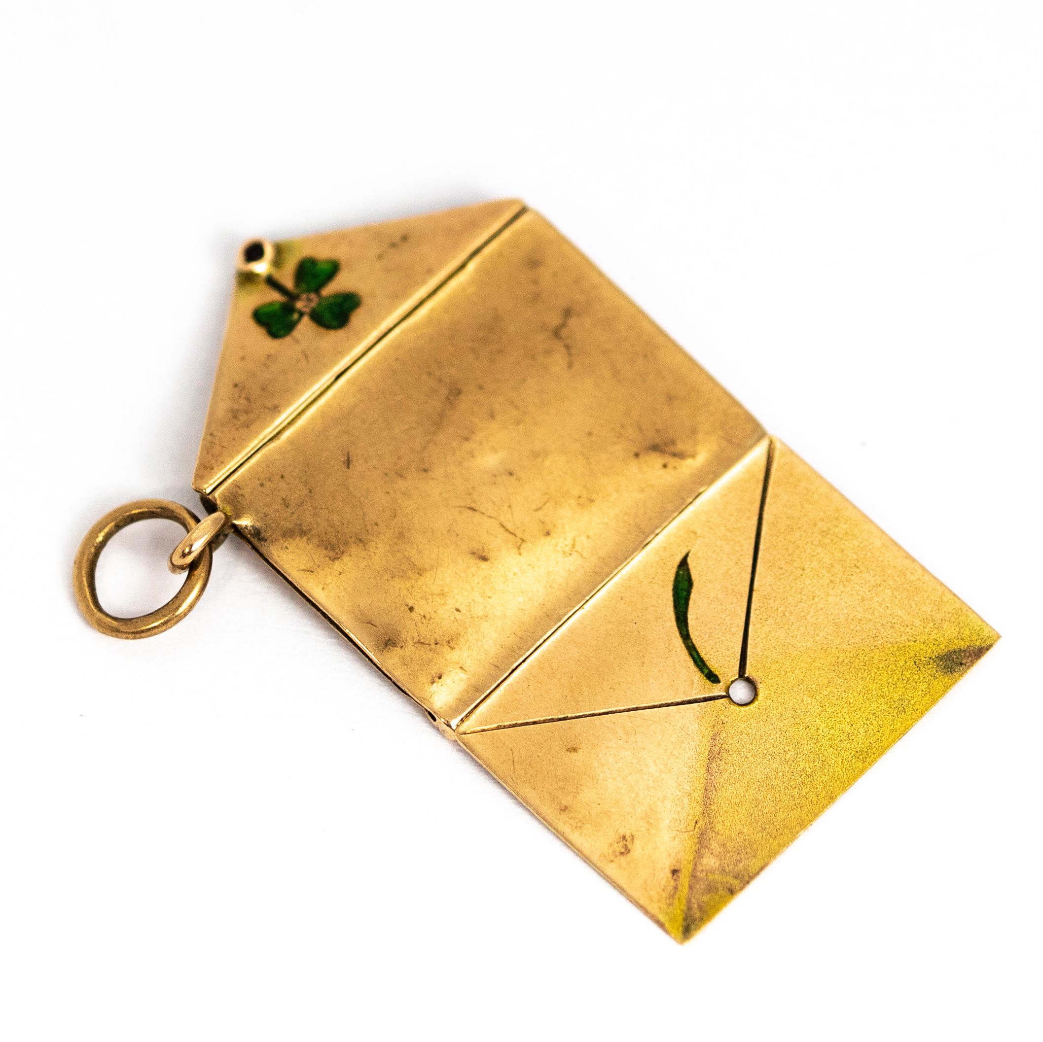 Late Victorian Gold and Enamel Envelope Locket 2
