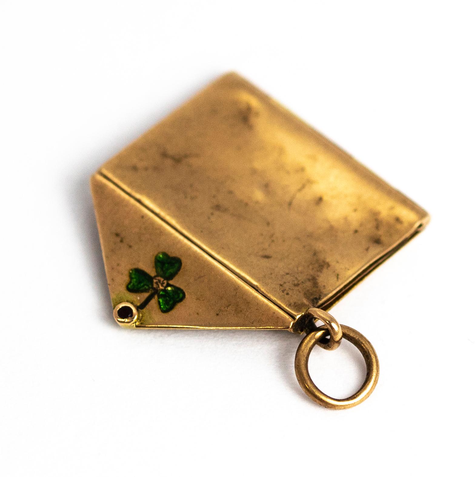 Late Victorian Gold and Enamel Envelope Locket 3