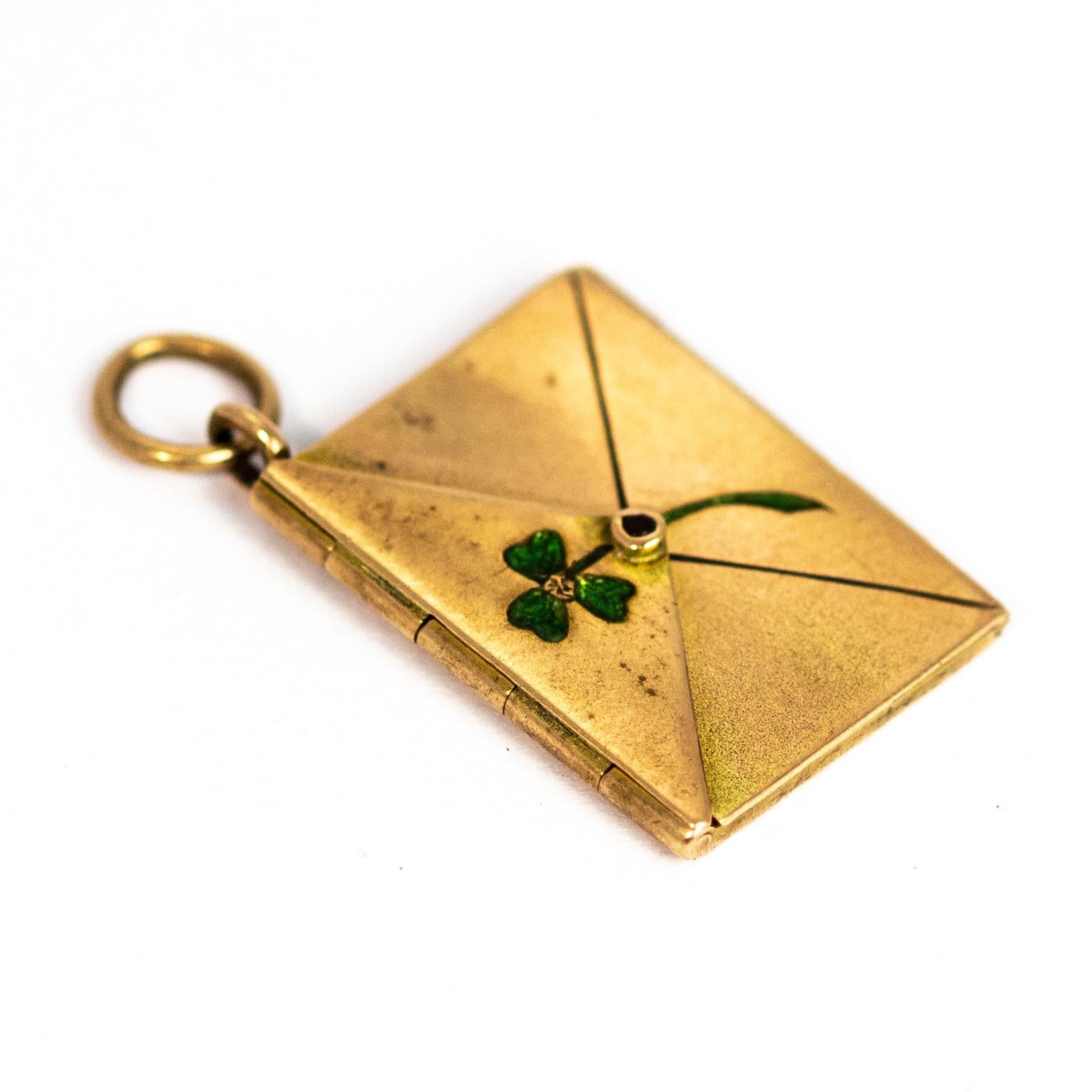 Late Victorian Gold and Enamel Envelope Locket 4