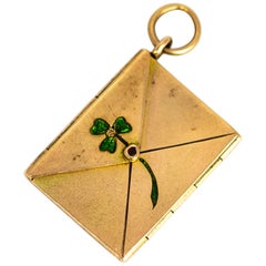 Late Victorian Gold and Enamel Envelope Locket
