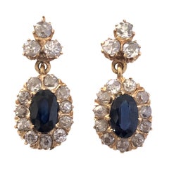 Late Victorian Gold Diamond and Sapphire Classic Earrings