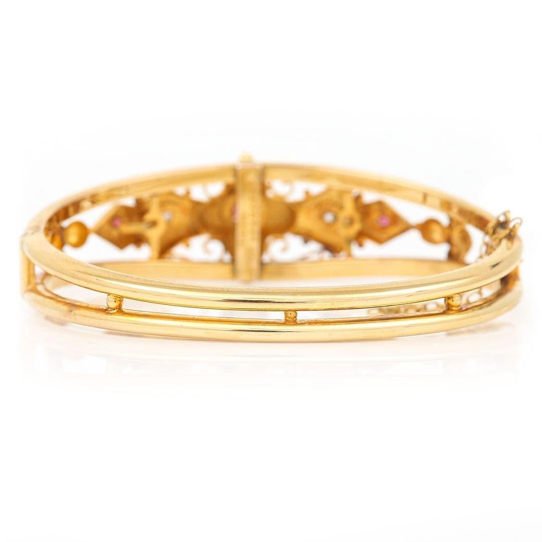 Spätviktorianischer Armreif aus Gold, Rubin und Diamanten, um 1890 2