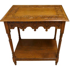 Late Victorian Golden Oak Carved Occasional Side Table