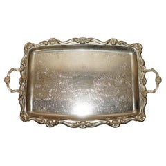 Late Victorian Hand Engraved Silver Plated Serving Tray Must See Pictures