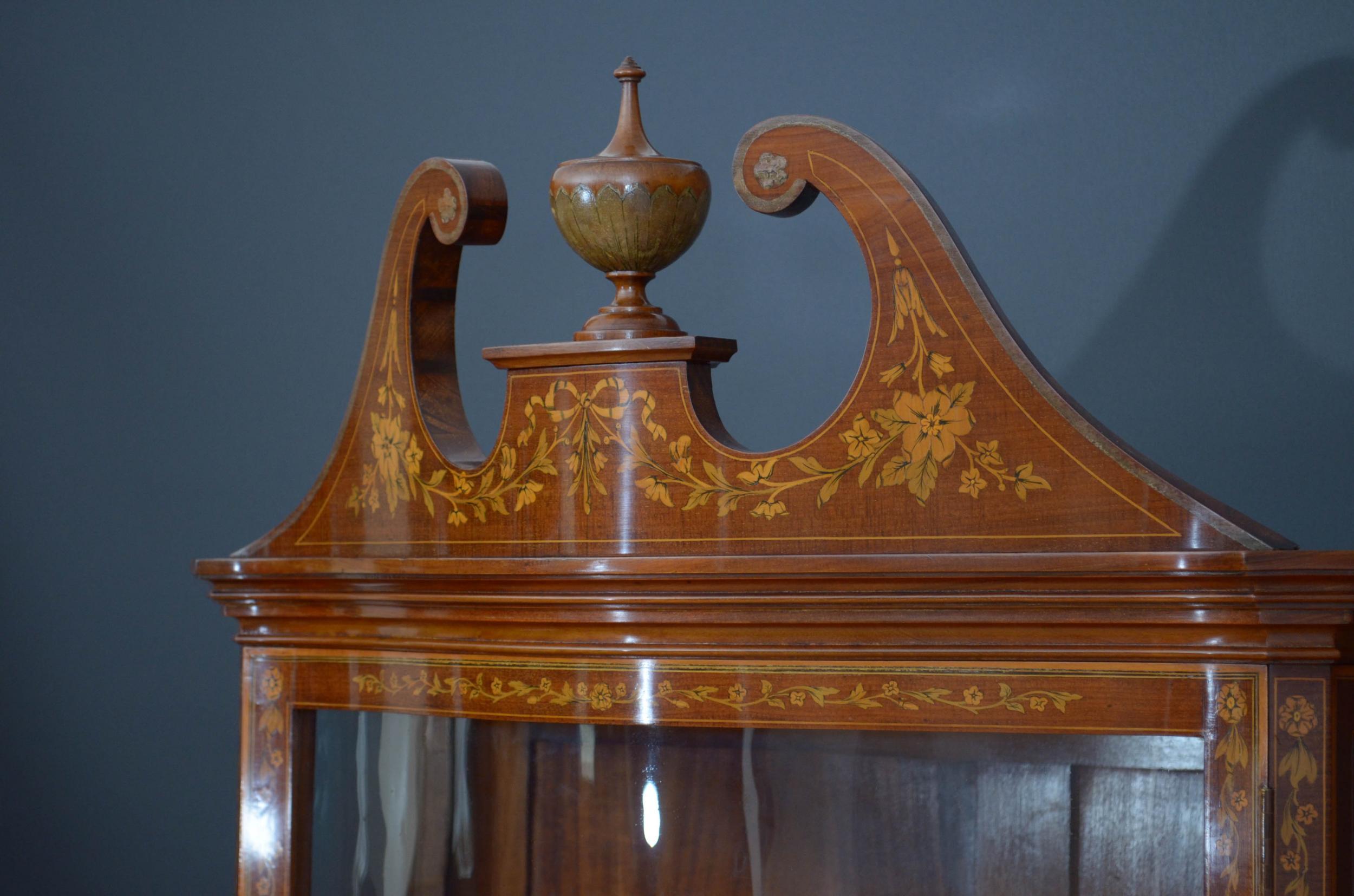 British Late Victorian Inlaid Display Cabinet