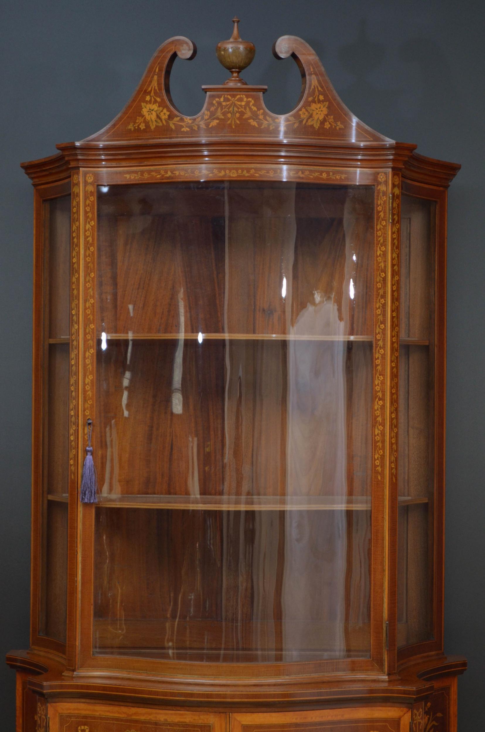19th Century Late Victorian Inlaid Display Cabinet